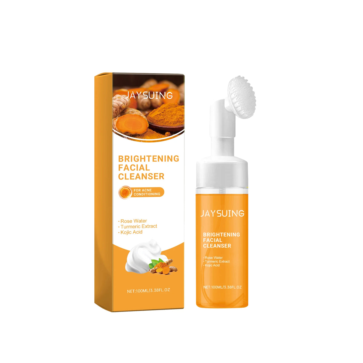 Turmeric Face Wash + Cleansing Pads,Natural Turmeric Kojic Acid Formula, Reduce Blemishes & Dark Areas,Daily Cleansing Set Duo