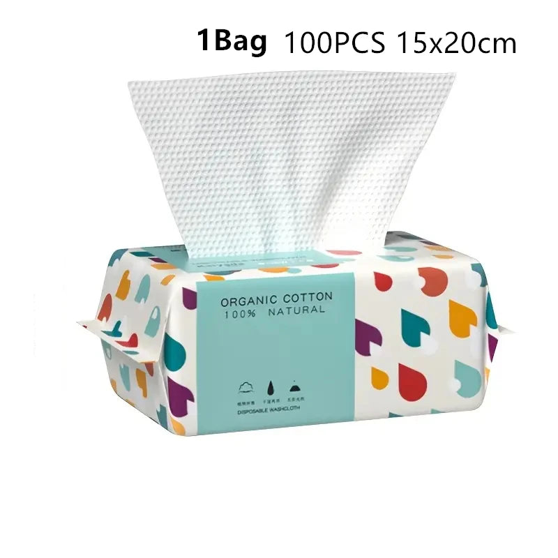 100 Counts Disposable Thick 100% Cotton Face Towel Make Up Soft Removing Wipes Dry Cleanser Towelettes For Skin Care Cleaning