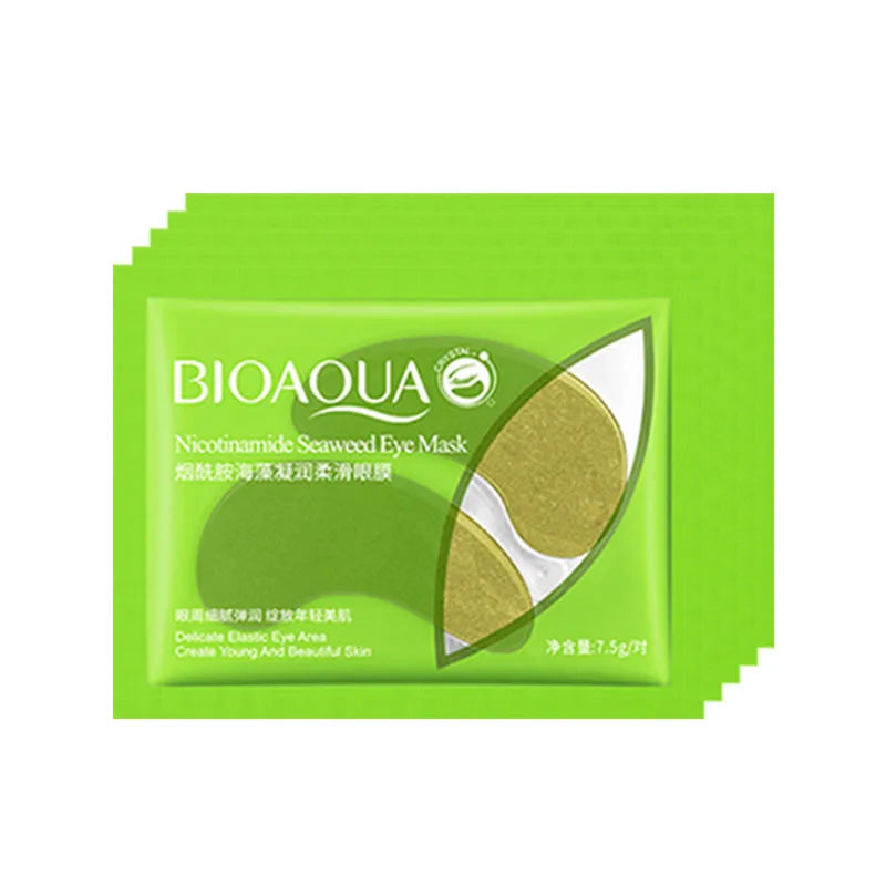 10pcs(5 Pairs) BIOAQUA Golden Crystal Collagen Eye Mask Moisturizing Anti Dark Circles Anti-aging Seaweed Eye Patches Gel Masks