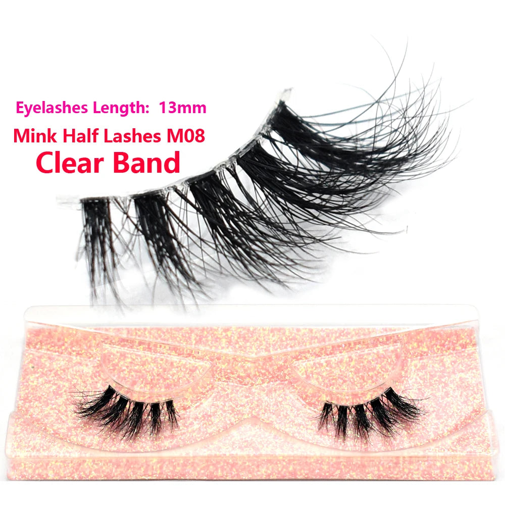 Half Eye Lashes Natural 3D Mink Short False Eyelashes Fluffy Wispy Cross Strip Fake Lashes Soft Half Eyelashes Extension Makeup