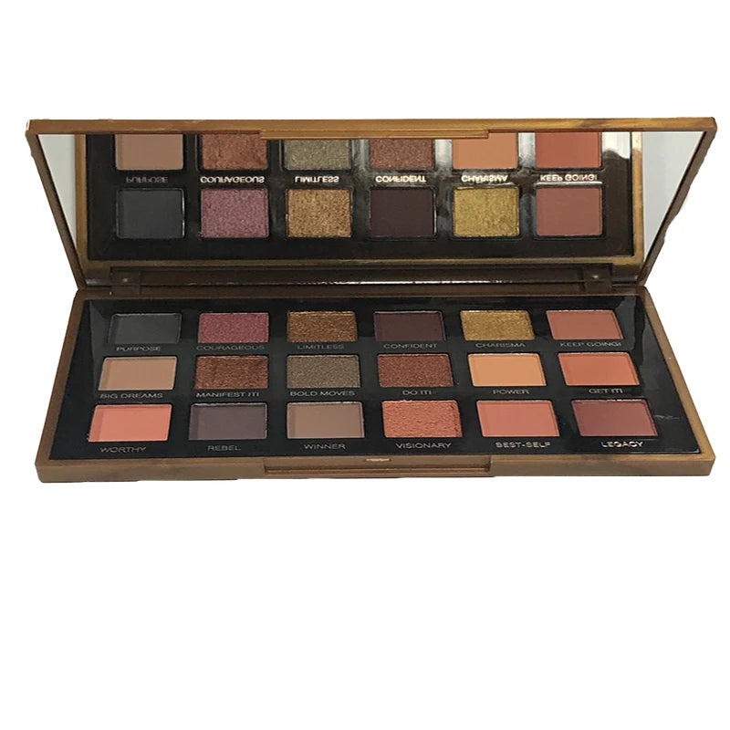 18 Color Golden Eye Shadow Palette Pearl Rose Gold Black Punk Style Matte & Glitter Eyeshadow Makeup Pearlescent Flow