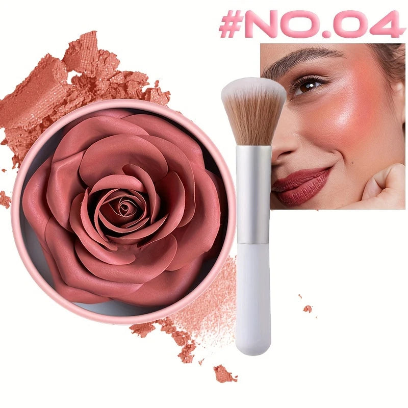 4 Color Rose Petal Blush Makeup Matte Natural Waterproof Highgloss Contour Set Flower Blusher Pigment Face Blush Makeup Cosmetic