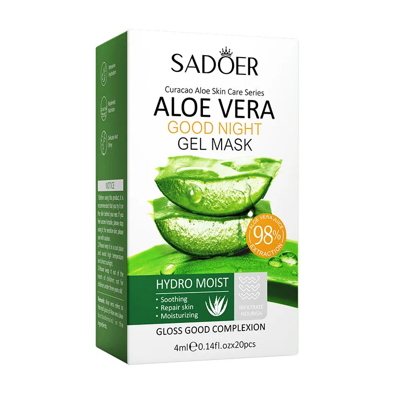 20pcs Aloe Vera Gel Portable Facial Mask Soothing And Repairing After Moisturizing Hydrating Shrink Pores Sleep Mask Skin Care