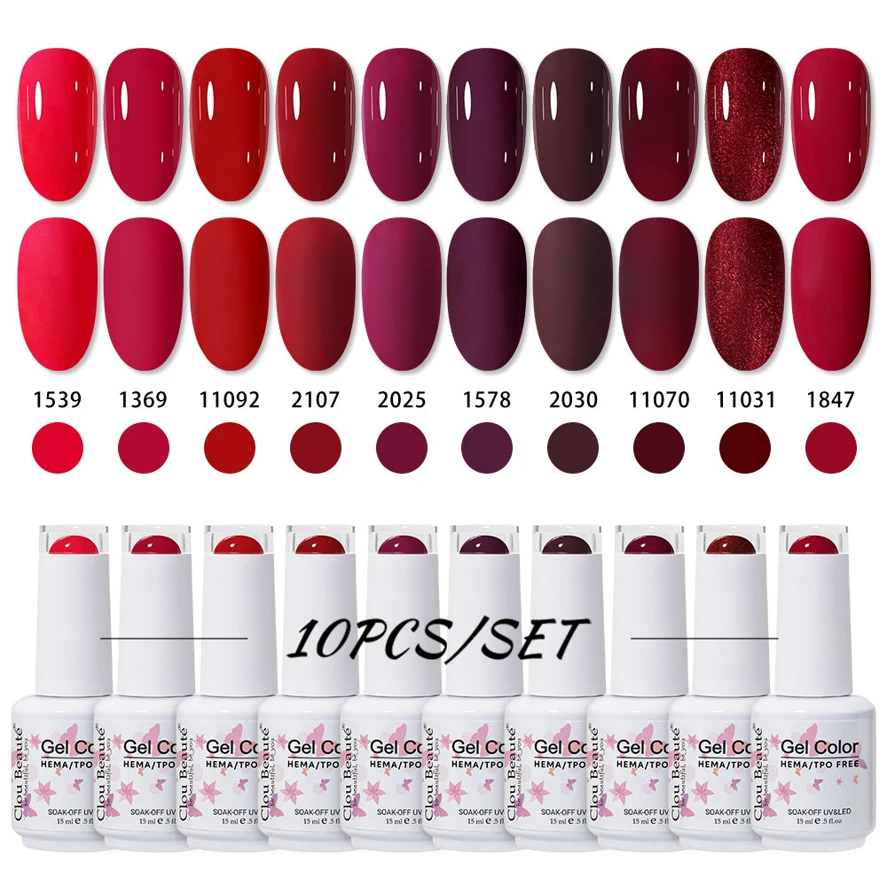 Clou Beaute 10pcs TPO & HEMA FREE Nail Gel Polish Set Gel Lacquer Spring Color UV Gel Nail Semi Permanent High Pigment Varnish