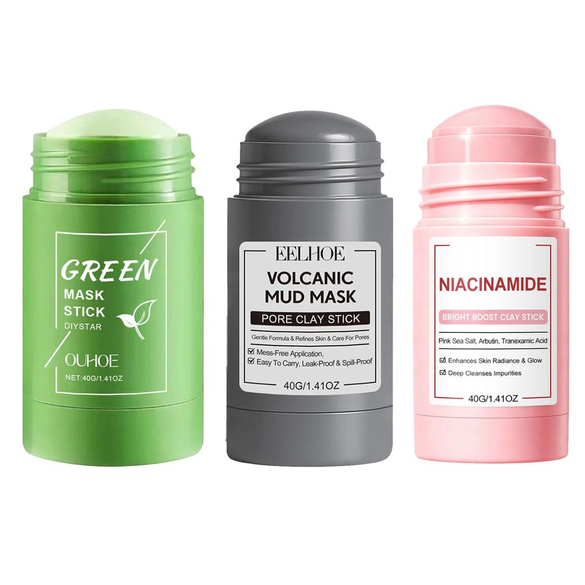 New Pore Cleaning Clay Stick Facial Deep Cleansing Mask Blackhead Remover&Oil Control Exfoliating Clay Mask for Daily Skincare
