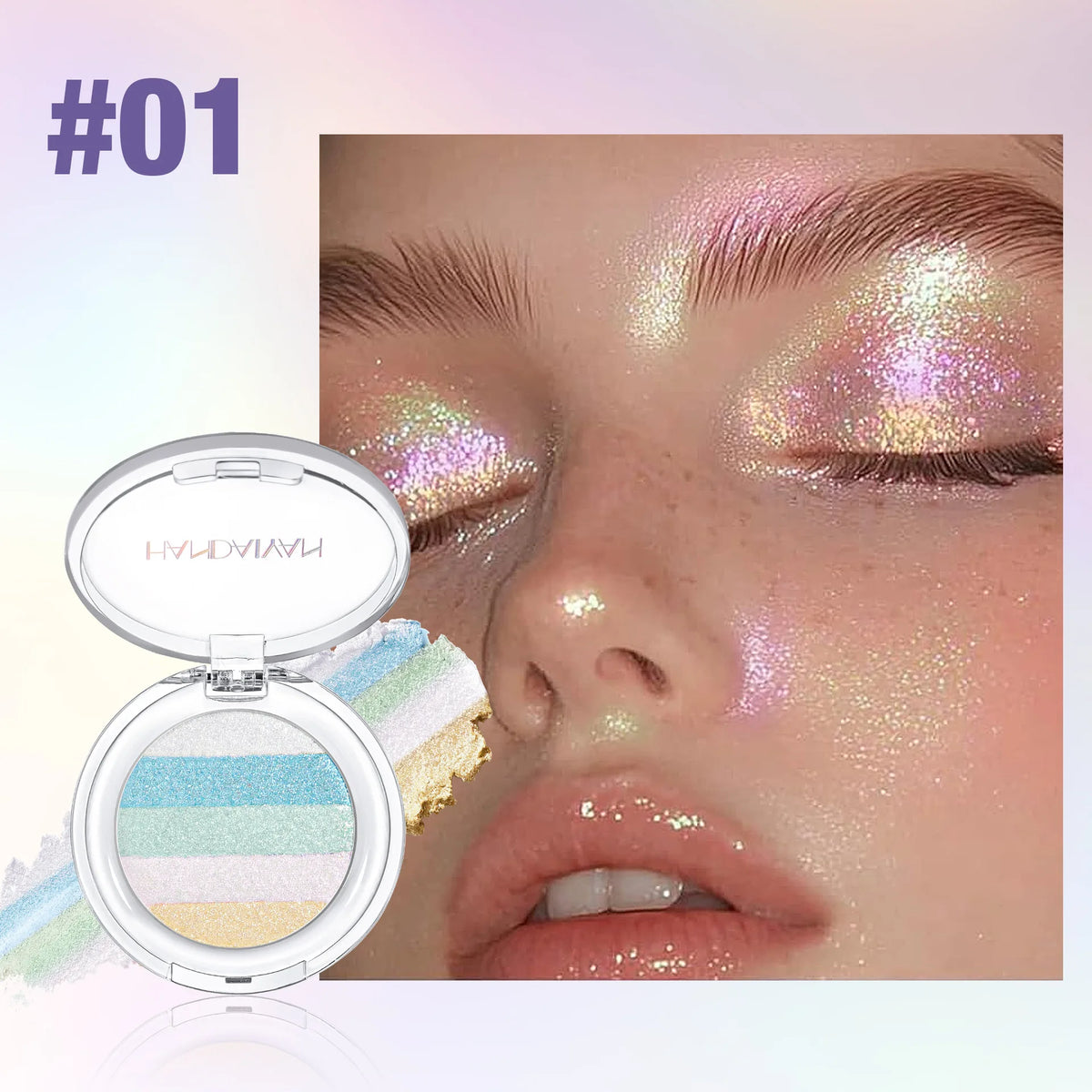 5-color Rainbow Highlighter Powder Combinations Metallic Chameleon Eye Shadow Palette Body Brightens Pearl Glitter Shiny Makeup