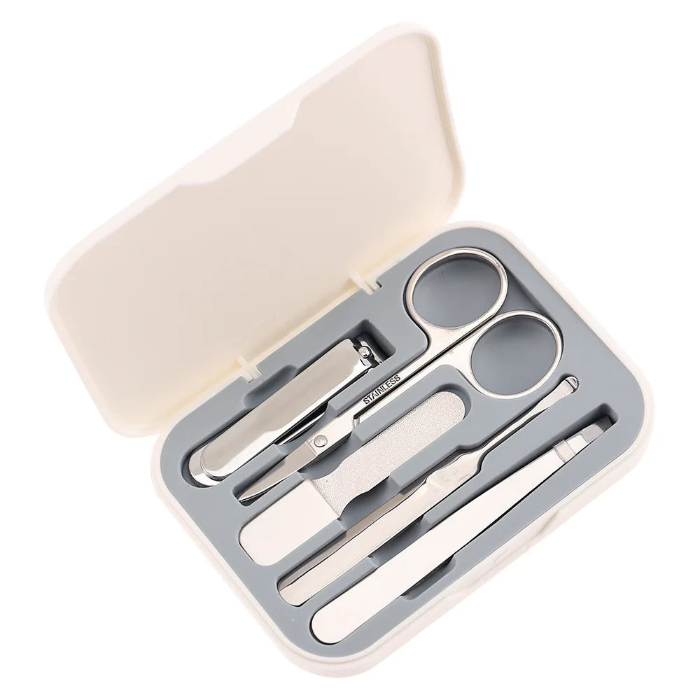 5 in 1 Portable Manicure Set Stainless Steel Nail Care Kit with Nail Clippers,Scissors,Ear pick,Tweezers & Nail File,Travel