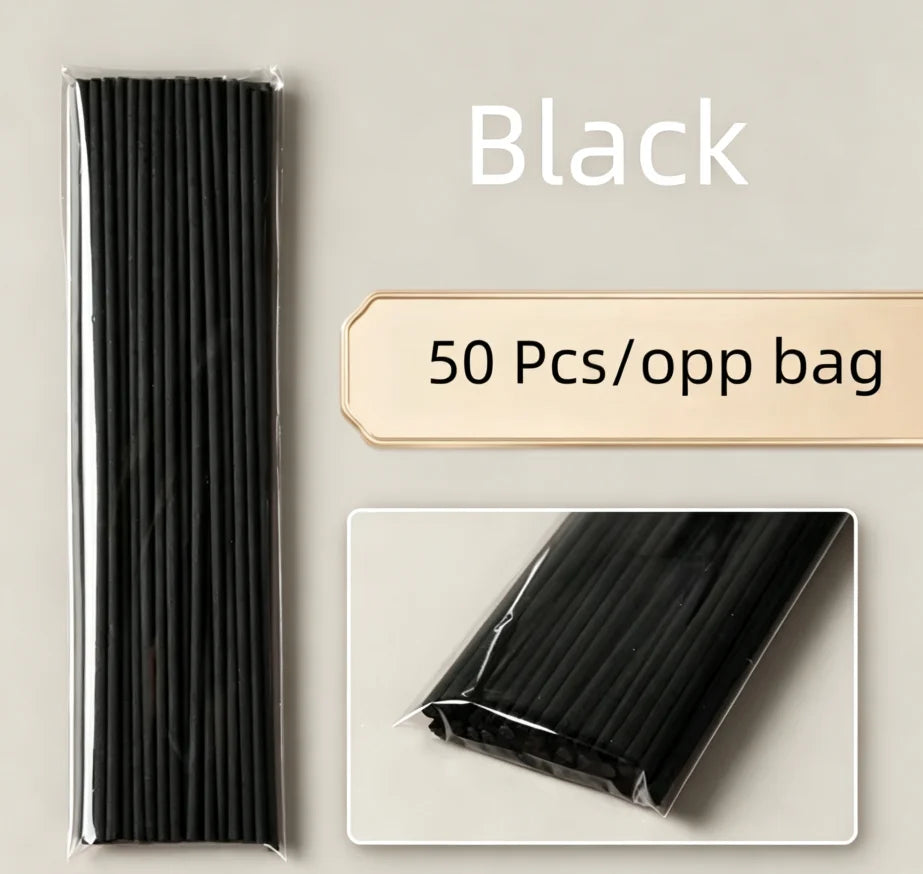 50 Pcs/Pack 3mm*20cm Scent Sticks , Fragrance Supply Black Fiber Reed Thick Aroma Diffuser Wands for Scent Oils