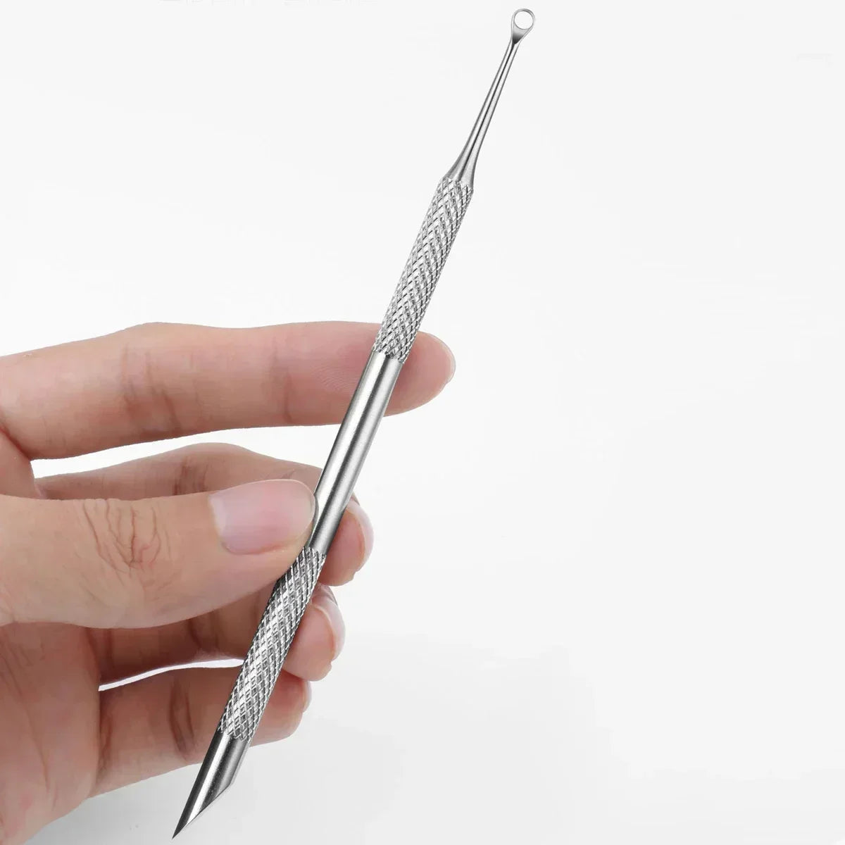 Double‑ended Stainless Steel Cuticle Pusher, Circle Beveled Head Nail Remover, Anti‑Slip Manicure Stick Nail File Dead Skin Care
