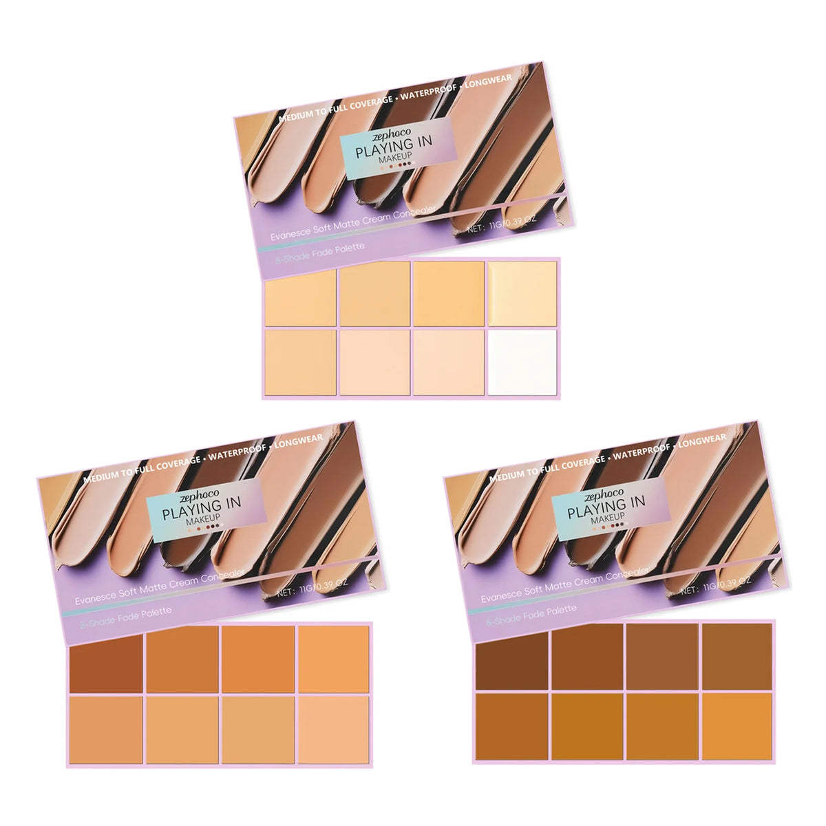 Zephoco 8-Color Concealer Palette Full Coverage for Dark Circles Blemishes Acne Matte Lasting Brightening Skin Foundation Makeup