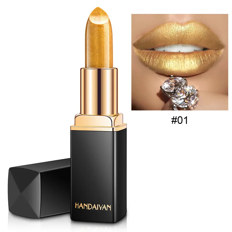 Handaiyan Diamond Glitter Lipstick Shimmer Sexy Pigments Makeup Long Lasting Waterproof Profissional