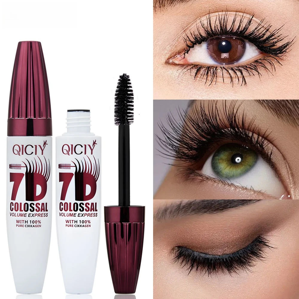 7D Volumizing &Curling Black Mascara Smudge-Proof Natural Lash Lift & Curl Flake-Free Non-Clumping Waterproof Eye Makeup Mascara