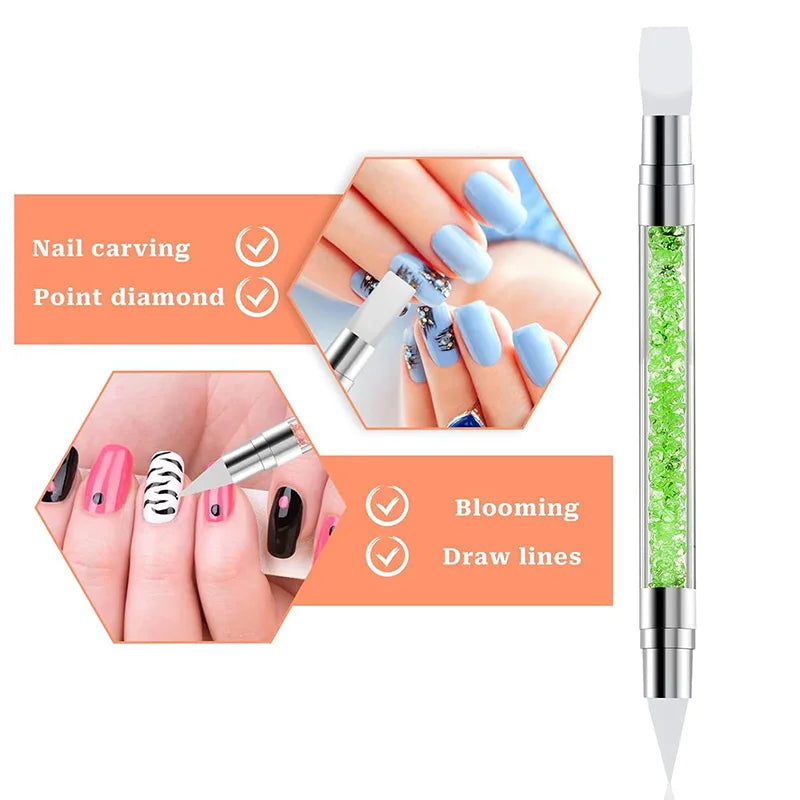 1/5Pcs Doubl Ended Silicone Sculpture Pen Sculpture Dotting Pen Silicone Nails Art Brush Manicure Carving Pen DIY Manicure Tools