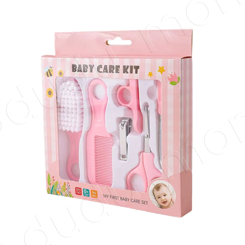 6pcs Baby Care Set Hair Comb Grooming Brush Set Nail Trimmer Scissors Clipper Hygiene Kit Healthcare Tools Sets for Toddler Gift