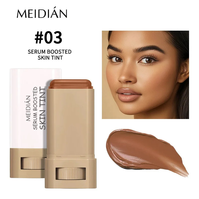 Skin Tint Foundation Stick 6 Colors Serum Boosted Silky Texture Moisturizing Coverage Concealer Base Face Contour Stick Makeup