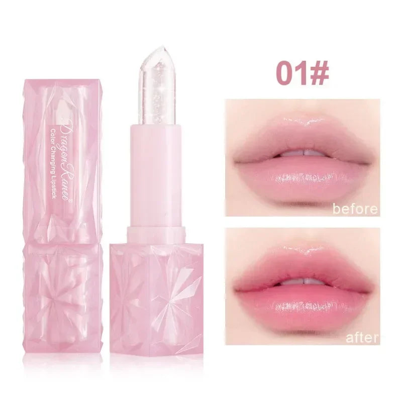 Pink Color Changing Lip Balm Lipstick Diamond Jelly Transparent Lip Gloss Lasting Moisturizing Glitter Lipsticks Nourishing Lips