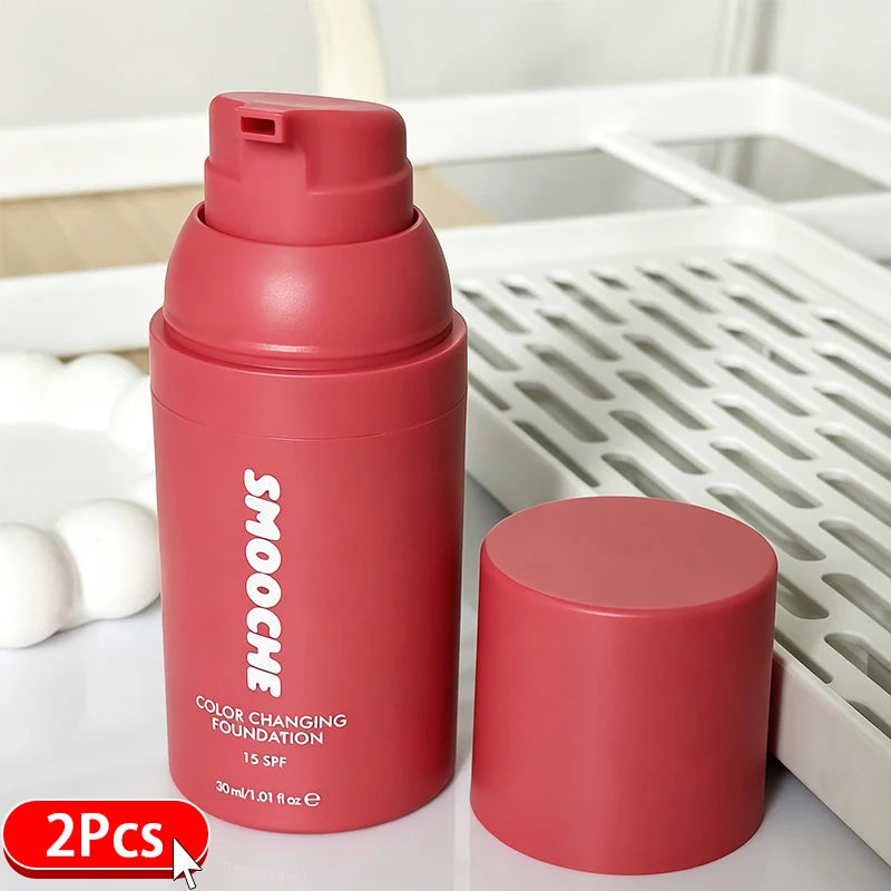 Hot SMOOCHE SPF15 Skin Tone Adaptive Color Changing Liquid Foundation Lasting Oil Control Liquid Foundation Nature Concealer