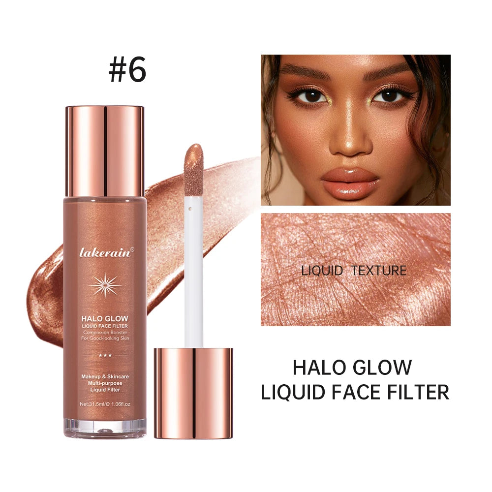 Halo Glow Liquid Filter Liquid Highlighter Face Contouring Pearlescent Makeup Brightener Bronzer Glow Body Face Contour Shimmer