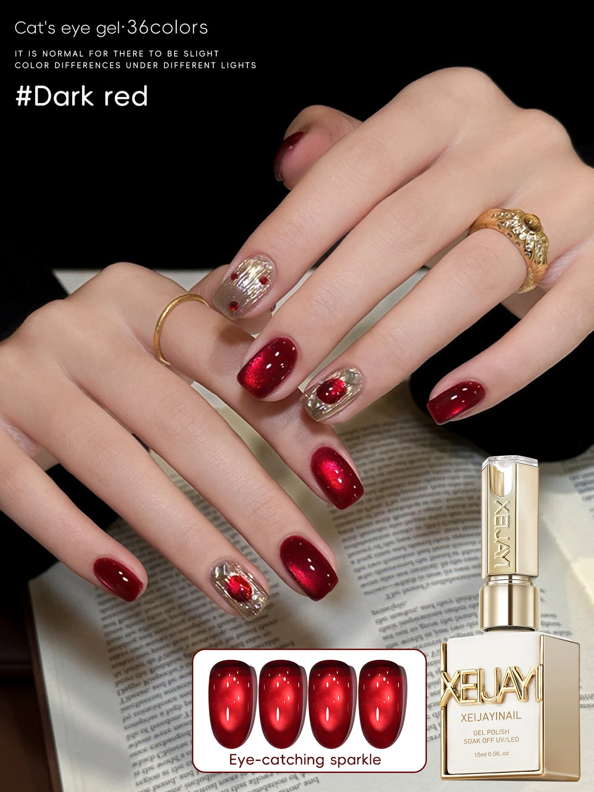 XEIJAYI 1/36pcs 15ml Cat's Eye Gel Nail Polish Set New Color Pink Blue Red Glass Bead Nail Art For Women And Girls Nail Gift