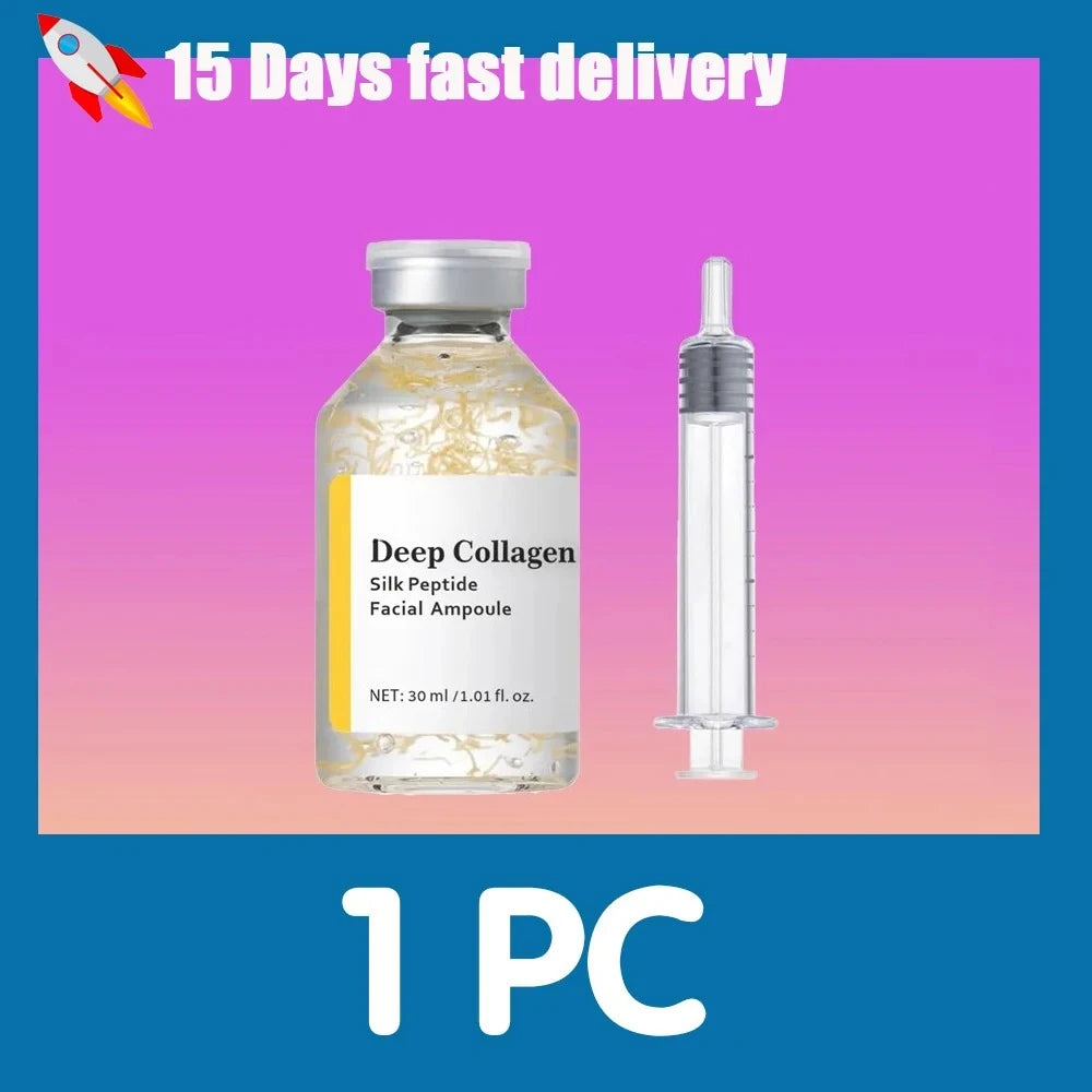 Anti-Aging Face Ampoule Collagen Silk Peptide Serum, Skin Tightening Lifting Boost Elasticity Fade Fine Lines Wrinkles Facial