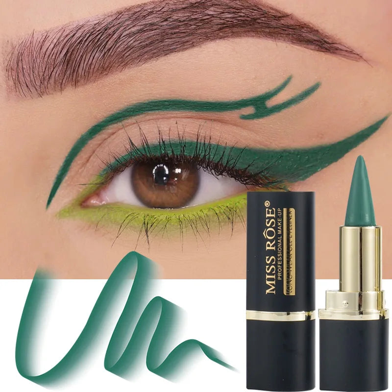 Miss Rose Matte Eyeliner Shadow Lip Liner Set - 4 Color Long-Lasting Smooth Glide Halloween Party Makeup Kit