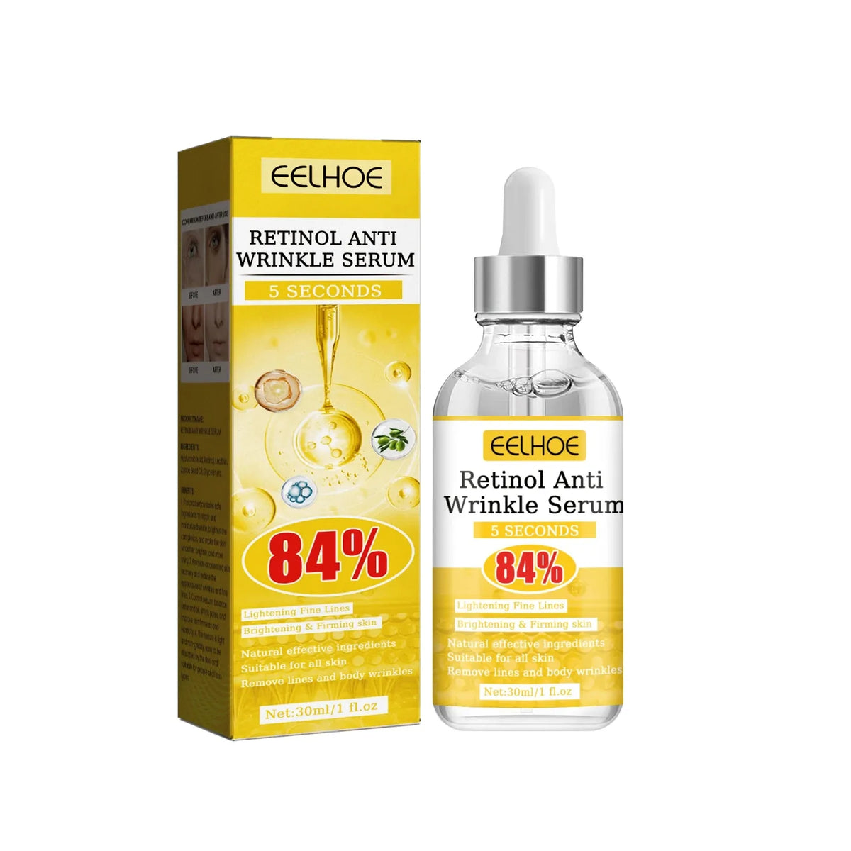Retinol Anti-Wrinkle Essence Pure Hyaluronic Acid Facial Serum Anti Wrinkle Aging Face Lift Tightening Reduce Eye Finelines New
